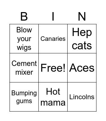 1930s Bingo Card