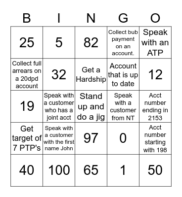 Bonkers Bingo  Bingo Card