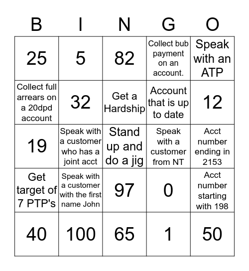 Bonkers Bingo  Bingo Card