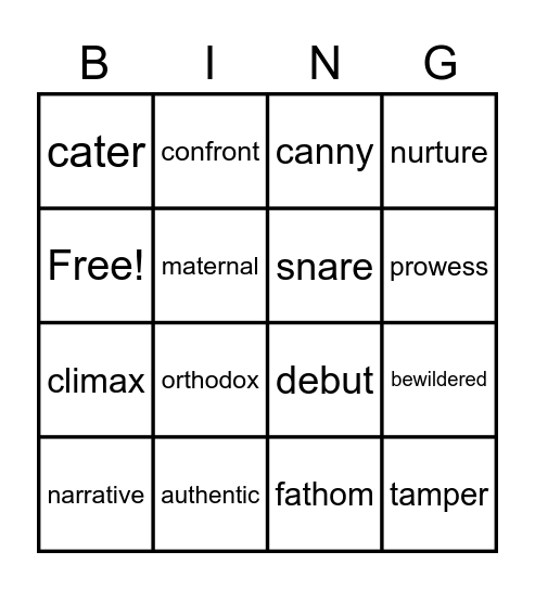 Humanities Bingo Card