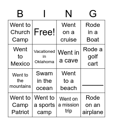 Welcome Back to School Bingo Card