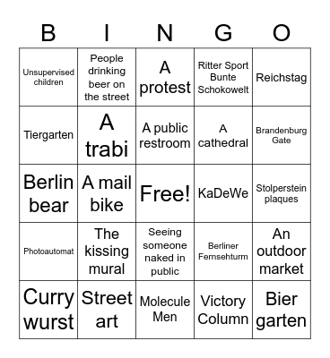 SR Takes Berlin Bingo Card