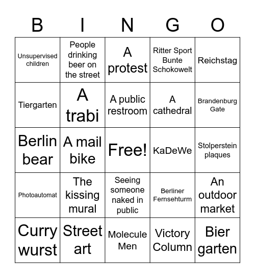 SR Takes Berlin Bingo Card