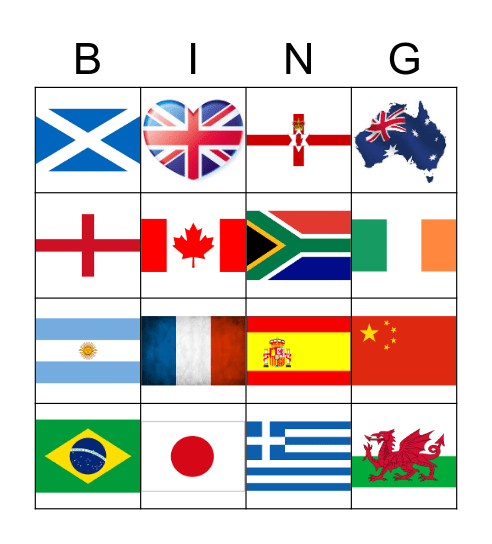 Flags Bingo Card