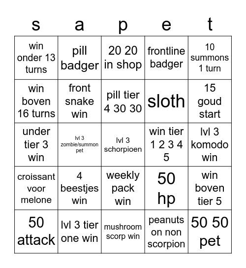 sap me de boys Bingo Card