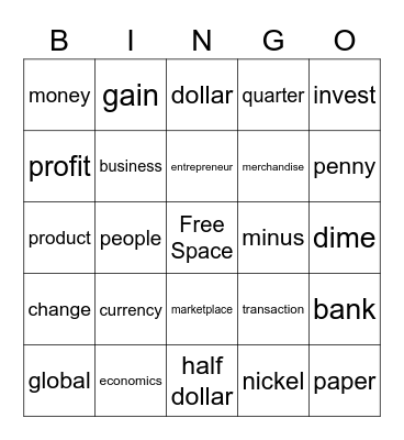 Vocabulary Bingo Card