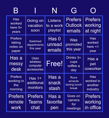 LMI Ice Breaker Bingo Card