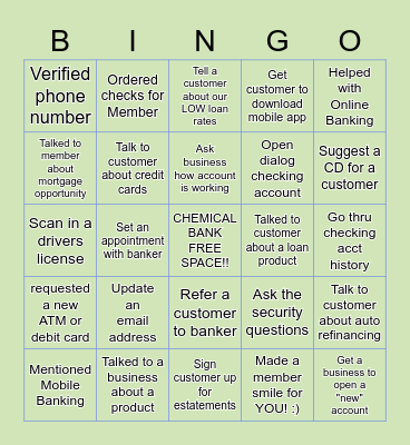 Credit Union1 BINGO! Bingo Card