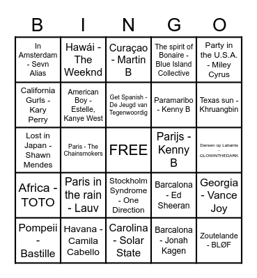 Bingo van Mevrouw Veltman Bingo Card
