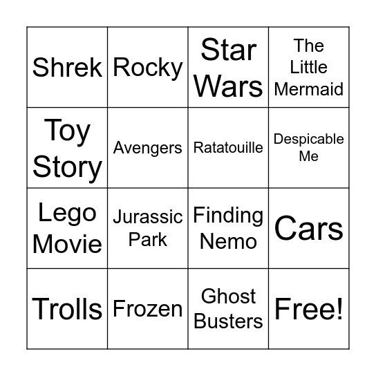 movie music bingo Card