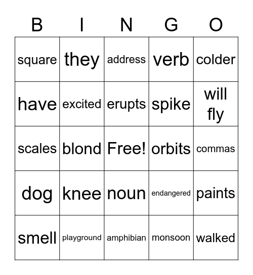 Language Bingo!! Bingo Card