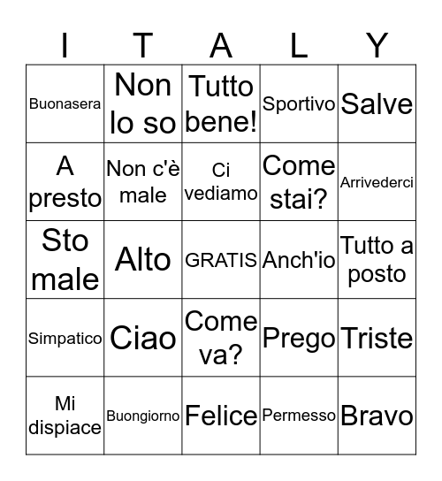 T O M B O L A!  Bingo Card