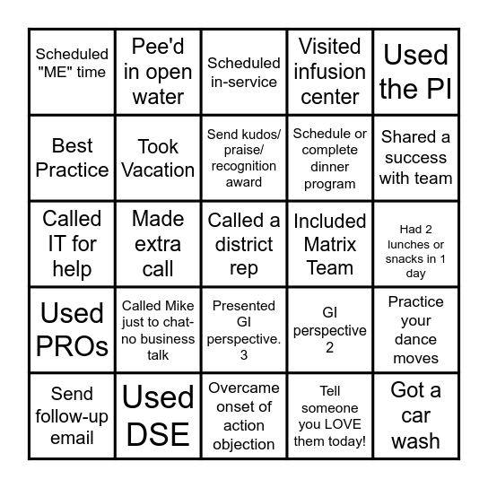 Entyvio Bingo Card