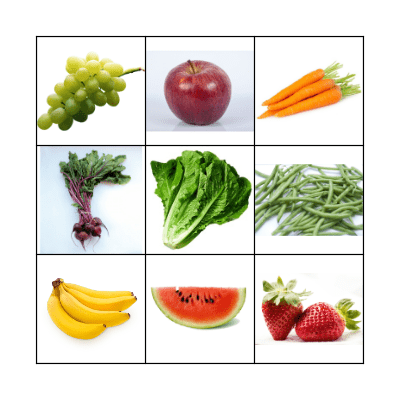 Fruits & Vegetables Bingo Card