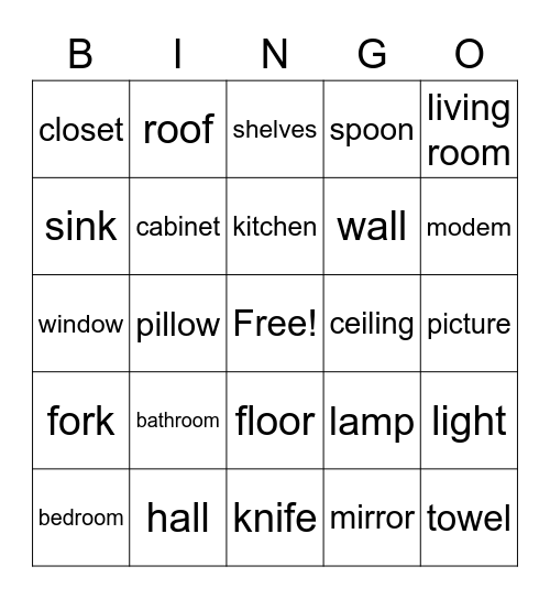 IN THE HOUSE Bingo Card