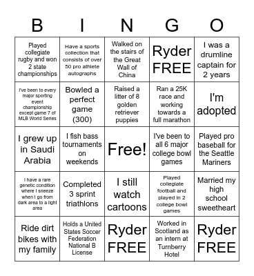 Fun Fact Bingo Card
