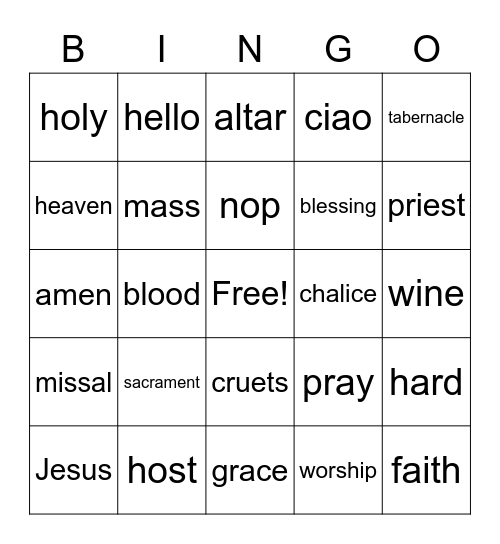 FIRST COMMUNION Bingo Card