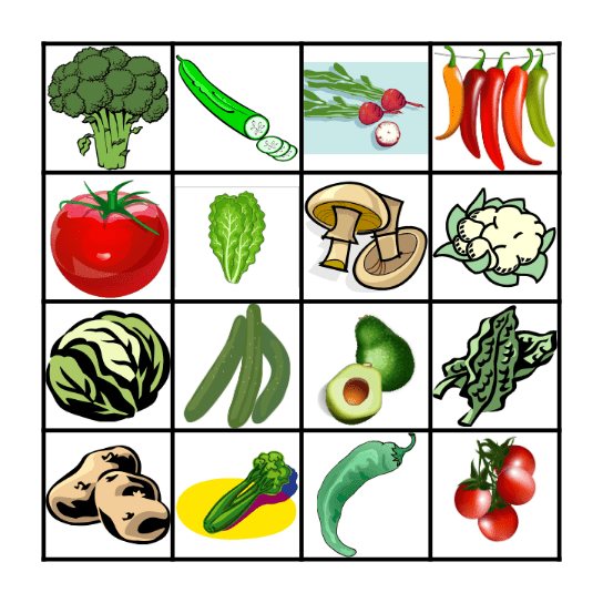 Las Verduras Bingo Card
