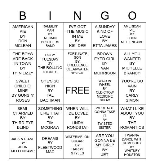 BBQ STAIN Bingo Card