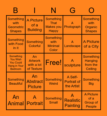 Art Museum Bingo Card