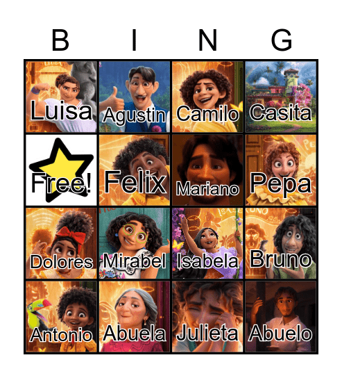 Encanto Bingo Card