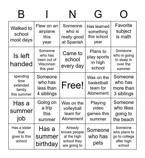 Untitled Bingo Card