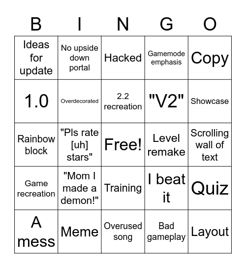 Recent Tab Bingo Card