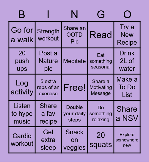 Week 7 Bingo Card