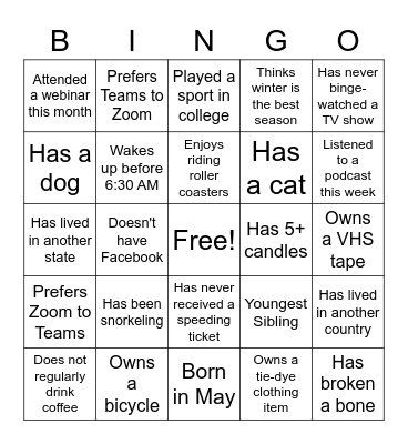 TEST Bingo Card