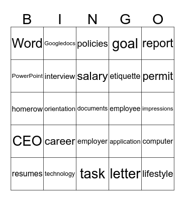 Independent Study Intro - BusinessTech. Bingo Card