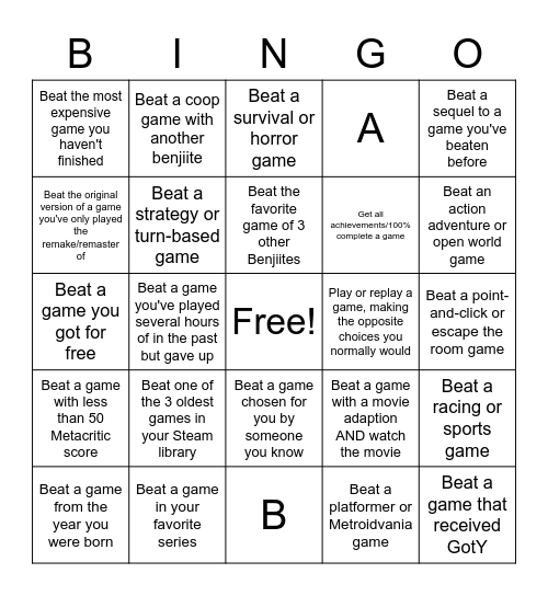 Benji Bingo 2022 Bingo Card