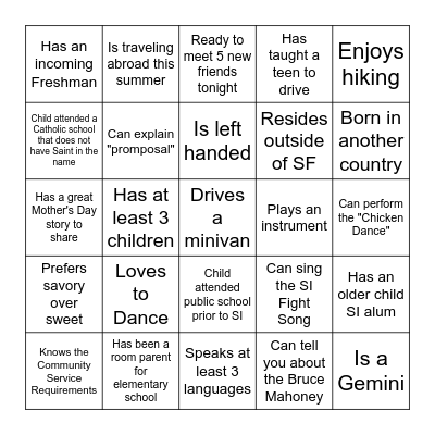 MOM BINGO Card