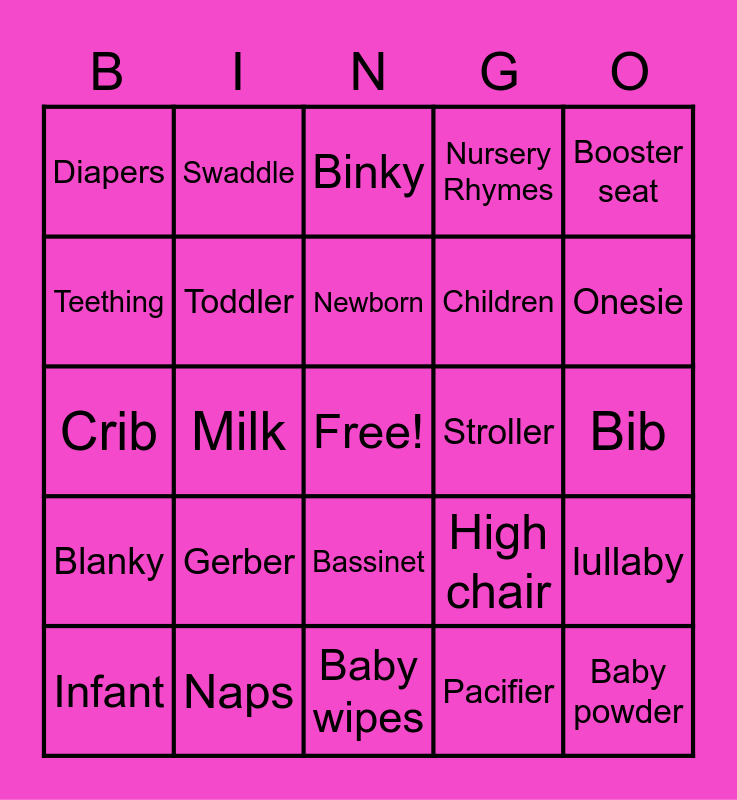 Baby Sprinkle Bingo Card