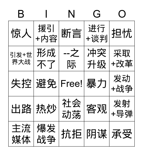 SNR Yi L15 & L17 Bingo Card