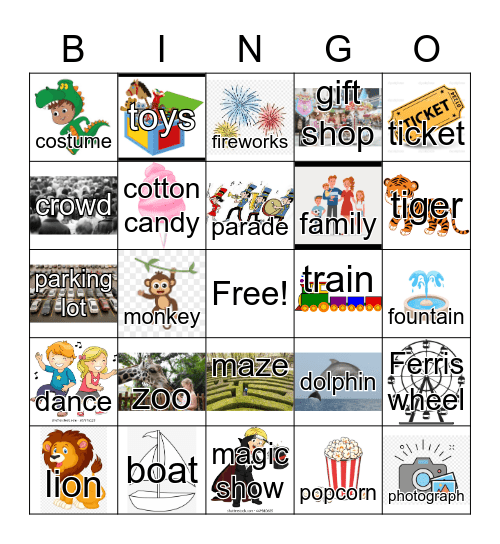 Theme Park Bingo Card