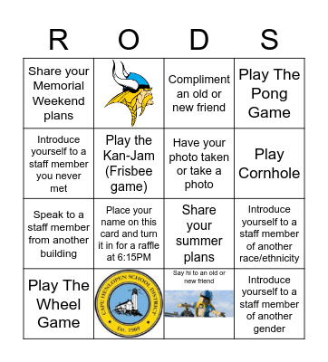 RODS Bingo (I challenge you to get all the boxes) Bingo Card