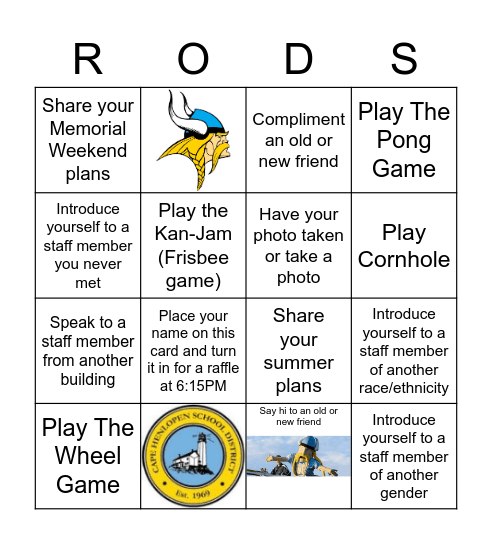 RODS Bingo (I challenge you to get all the boxes) Bingo Card