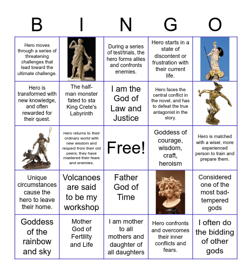 Greek Gods & Myth Elements Bingo Card