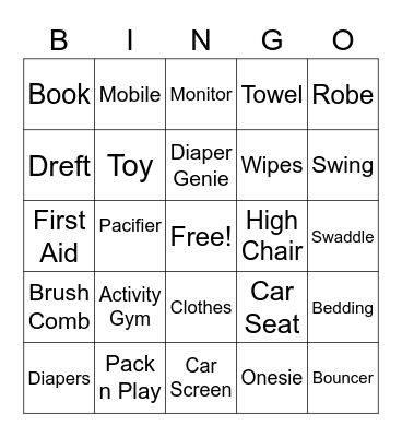 Baby Shower Bingo Card