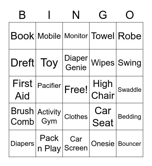 Baby Shower Bingo Card