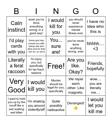 Opinion Time Bingo Card