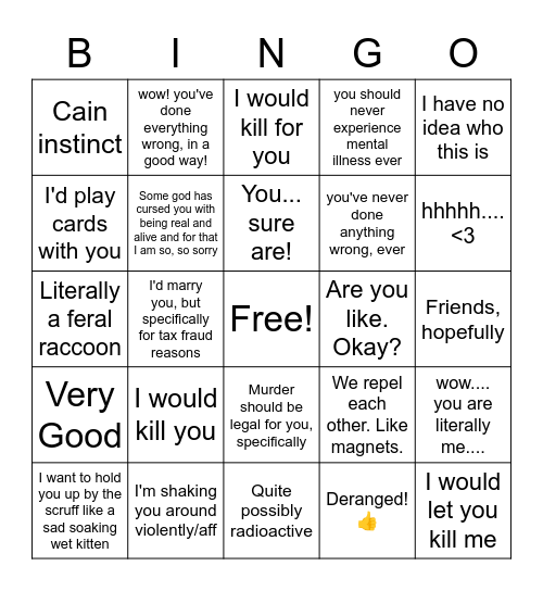 Opinion Time Bingo Card
