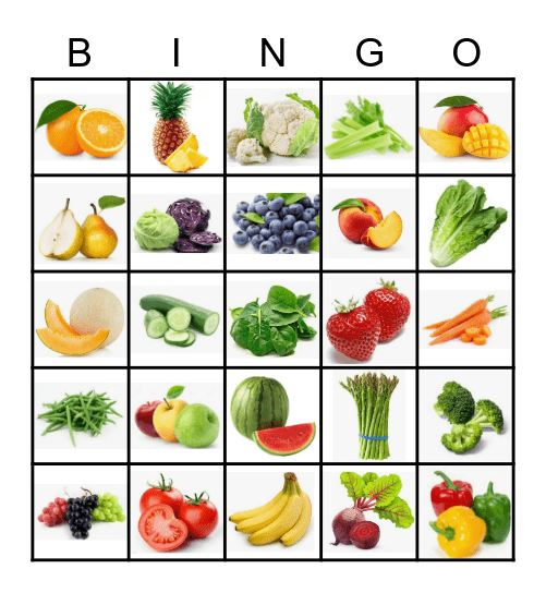 EAT THE RAINBOW Bingo Card