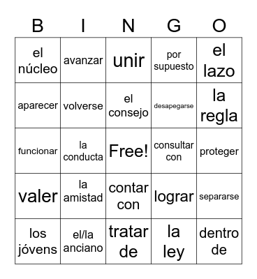 SPN 2220 Bingo Card