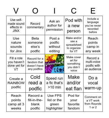 VoiceTeam 2022 Round 3 Bingo Card