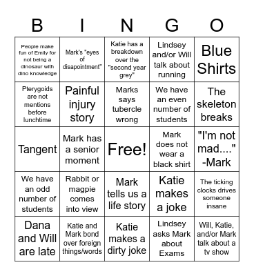 Coolest Class Ever Bingo Card