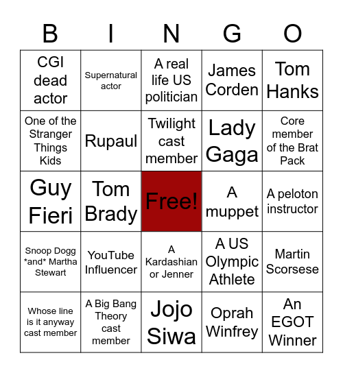 Future MCU Casting Predictions Bingo Card