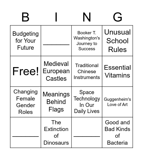 C1 Tera Review Bingo! Bingo Card