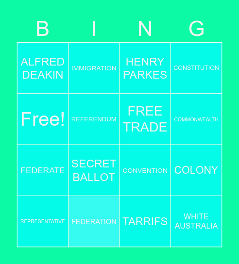 FEDERATION BINGO Card