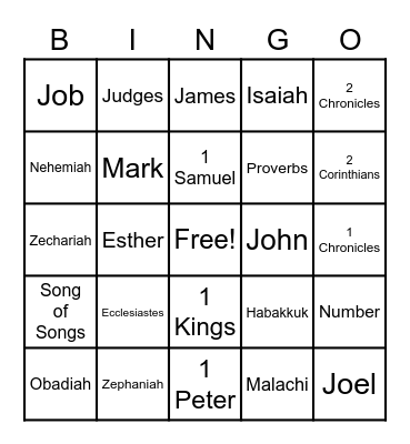 Bible Bingo Card